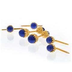  Tiffany Co TIFFANY CO SCHLUMBERGER 18K YG SCHLUMBERGER ACORN LAPIS STUD SET CUFF LINKS - 2965642