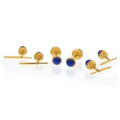  Tiffany Co TIFFANY CO SCHLUMBERGER 18K YG SCHLUMBERGER ACORN LAPIS STUD SET CUFF LINKS - 2965643