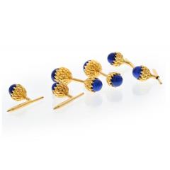  Tiffany Co TIFFANY CO SCHLUMBERGER 18K YG SCHLUMBERGER ACORN LAPIS STUD SET CUFF LINKS - 2965644