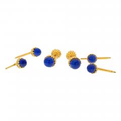  Tiffany Co TIFFANY CO SCHLUMBERGER 18K YG SCHLUMBERGER ACORN LAPIS STUD SET CUFF LINKS - 2970738