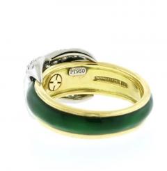  Tiffany Co TIFFANY CO SCHLUMBERGER PAVE X RING WITH GREEN ENAMEL - 3407010
