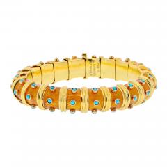  Tiffany Co TIFFANY CO SCHLUMBERGER PLATINUM 18K YELLOW GOLD COPER TURQUOISE BRACELET - 2962666