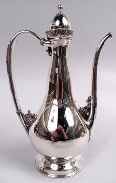  Tiffany Co Tiffany Art Nouveau Sterling Silver 3 Piece Turkish Coffee Set on Tray - 4097466