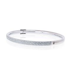  Tiffany Co Tiffany Co 18K White Gold Diamond Metro Three Row Pave Bracelet - 4511172