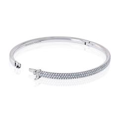  Tiffany Co Tiffany Co 18K White Gold Diamond Metro Three Row Pave Bracelet - 4511173