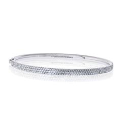  Tiffany Co Tiffany Co 18K White Gold Diamond Metro Three Row Pave Bracelet - 4512244