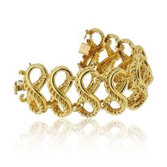  Tiffany Co Tiffany Co 18K Yellow Gold 1970s Cage Link 1 5in Wide Bracelet - 4415840