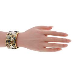  Tiffany Co Tiffany Co 18K Yellow Gold Angela Cummings 1981 Silver Inlay Bangle Bracelet - 4541787