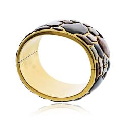  Tiffany Co Tiffany Co 18K Yellow Gold Angela Cummings 1981 Silver Inlay Bangle Bracelet - 4541788