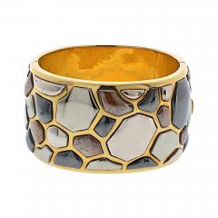  Tiffany Co Tiffany Co 18K Yellow Gold Angela Cummings 1981 Silver Inlay Bangle Bracelet - 4545140