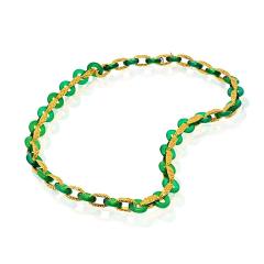  Tiffany Co Tiffany Co 18K Yellow Gold Chrysoprase Round And Gold Link 26 Inch Necklace - 4530447