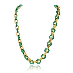  Tiffany Co Tiffany Co 18K Yellow Gold Chrysoprase Round And Gold Link 26 Inch Necklace - 4532367