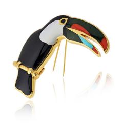  Tiffany Co Tiffany Co 18K Yellow Gold Toucan Enamel Bird Brooch - 4762211