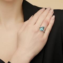  Tiffany Co Tiffany Co 6 5 Carat Pear Cut Green Blue Tourmaline and Diamond Platinum Ring - 3954360