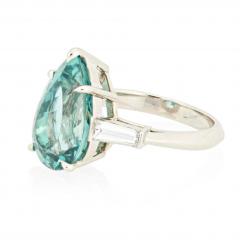  Tiffany Co Tiffany Co 6 5 Carat Pear Cut Green Blue Tourmaline and Diamond Platinum Ring - 3954361