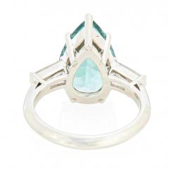  Tiffany Co Tiffany Co 6 5 Carat Pear Cut Green Blue Tourmaline and Diamond Platinum Ring - 3954362