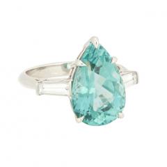  Tiffany Co Tiffany Co 6 5 Carat Pear Cut Green Blue Tourmaline and Diamond Platinum Ring - 3954363