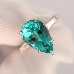  Tiffany Co Tiffany Co 6 5 Carat Pear Cut Green Blue Tourmaline and Diamond Platinum Ring - 3954364