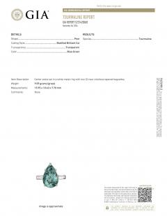  Tiffany Co Tiffany Co 6 5 Carat Pear Cut Green Blue Tourmaline and Diamond Platinum Ring - 3954368