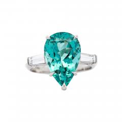  Tiffany Co Tiffany Co 6 5 Carat Pear Cut Green Blue Tourmaline and Diamond Platinum Ring - 3955651