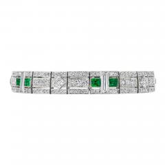  Tiffany Co Tiffany Co Art Deco Emerald and Diamond Bracelet - 4319533