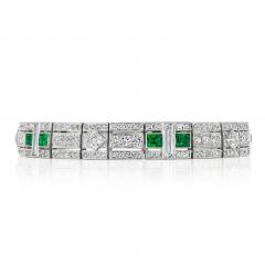  Tiffany Co Tiffany Co Art Deco Emerald and Diamond Bracelet - 4319537