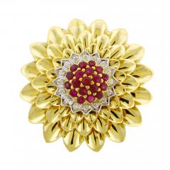  Tiffany Co Tiffany Co Diamond and Ruby Flower 18kt Vintage - 4698837