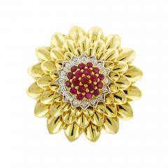  Tiffany Co Tiffany Co Diamond and Ruby Flower 18kt Vintage - 4698850