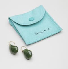  Tiffany Co Tiffany Co Elsa Peretti Teardrop Jade Gold Earrings - 3066297