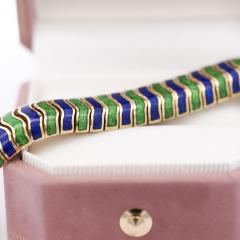  Tiffany Co Tiffany Co Green and Blue Enamel in 18K Yellow Gold Vintage Bracelet - 3954315