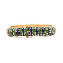  Tiffany Co Tiffany Co Green and Blue Enamel in 18K Yellow Gold Vintage Bracelet - 3954320