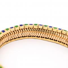  Tiffany Co Tiffany Co Green and Blue Enamel in 18K Yellow Gold Vintage Bracelet - 3954328