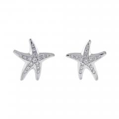  Tiffany Co Tiffany Co Platinum Diamond Elsa Peretti Starfish Earrings - 3864548