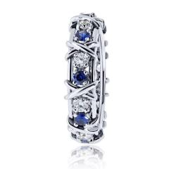  Tiffany Co Tiffany Co Platinum Sixteen Stone Sapphire And Diamond Wedding Band - 4511110