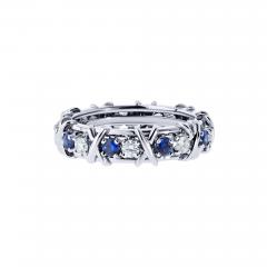  Tiffany Co Tiffany Co Platinum Sixteen Stone Sapphire And Diamond Wedding Band - 4512217