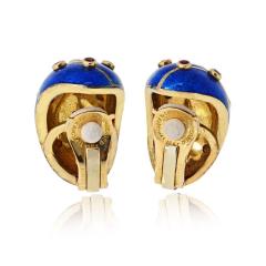  Tiffany Co Tiffany Co Schlumberger 18K YG Blue Enamel Ruby And Diamond Banana Earrings - 4511130