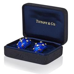  Tiffany Co Tiffany Co Schlumberger 18K YG Blue Enamel Ruby And Diamond Banana Earrings - 4511132