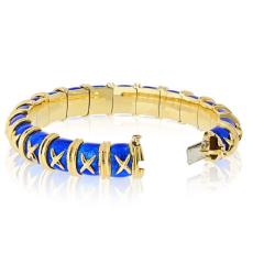  Tiffany Co Tiffany Co Schlumberger 18K YG Croisillon Blue Enamel Bangle Bracelet - 4452973