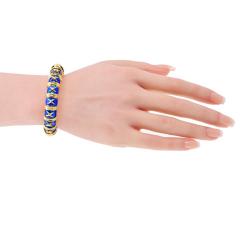  Tiffany Co Tiffany Co Schlumberger 18K YG Croisillon Blue Enamel Bangle Bracelet - 4452974