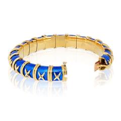  Tiffany Co Tiffany Co Schlumberger 18K YG Vintage Croisillon Blue Enamel Bracelet - 4511122