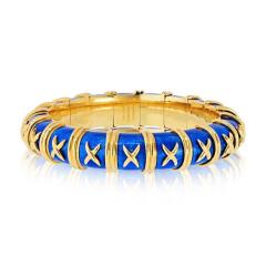  Tiffany Co Tiffany Co Schlumberger 18K YG Vintage Croisillon Blue Enamel Bracelet - 4512222