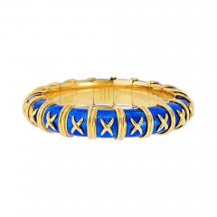  Tiffany Co Tiffany Co Schlumberger 18K YG Vintage Croisillon Blue Enamel Bracelet - 4512223
