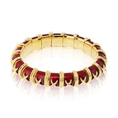  Tiffany Co Tiffany Co Schlumberger 18K YG Vintage Croisillon Red Enamel Bracelet - 4511127