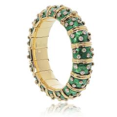  Tiffany Co Tiffany Co Schlumberger 18K Yellow Gold Green Enamel Diamond Bracelet - 4577439