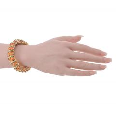  Tiffany Co Tiffany Co Schlumberger 18K Yellow Gold Orange Enamel Diamond Bracelet - 4577433