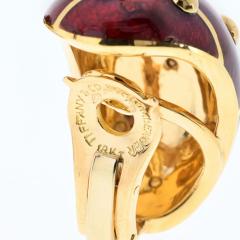  Tiffany Co Tiffany Co Schlumberger 18K Yellow Gold Red Enamel Banana Earrings - 4541774