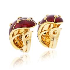  Tiffany Co Tiffany Co Schlumberger 18K Yellow Gold Red Enamel Banana Earrings - 4541776