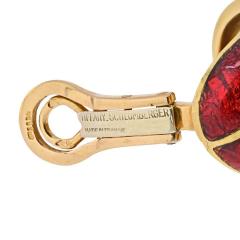  Tiffany Co Tiffany Co Schlumberger 18K Yellow Gold Red Enamel Diamond Banana Earrings - 4511158