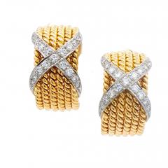  Tiffany Co Tiffany Co Schlumberger Diamond X 6 Row Rope Earrings - 4698865