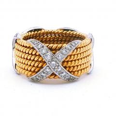  Tiffany Co Tiffany Co Schlumberger Diamond X 6 Row Rope Ring - 4615846